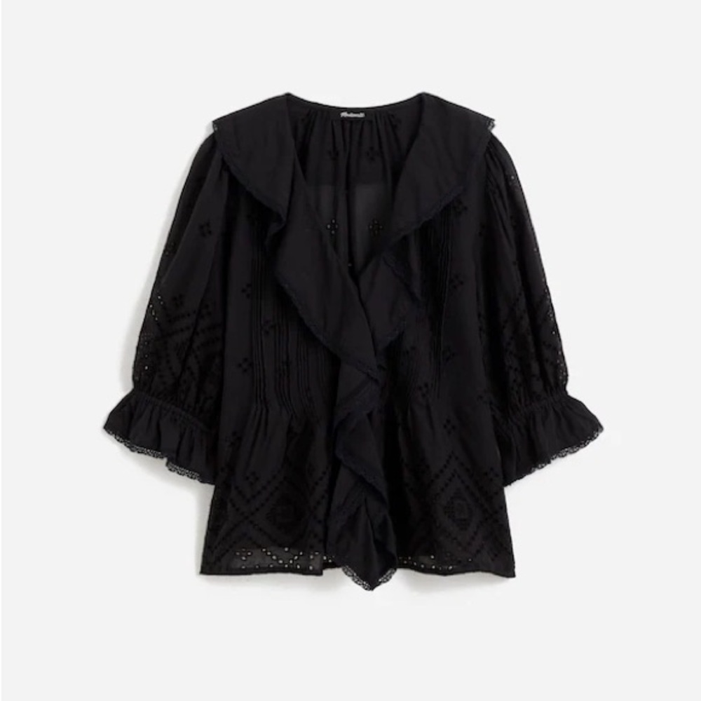 Madewell Pintucked Ruffled Puff Sleeve Top (BNWOT)